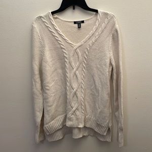 Chaps XL Off White Sweater with Braided Detailing and a touch of sparkle flecks